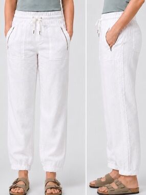 NWT Athleta Cabo Linen Jogger Pants, White